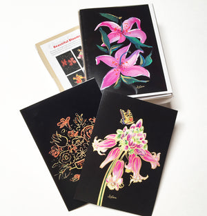 Beautiful Blooms Collection - Hand Glittered Boxed set (6 cards+envelopes)